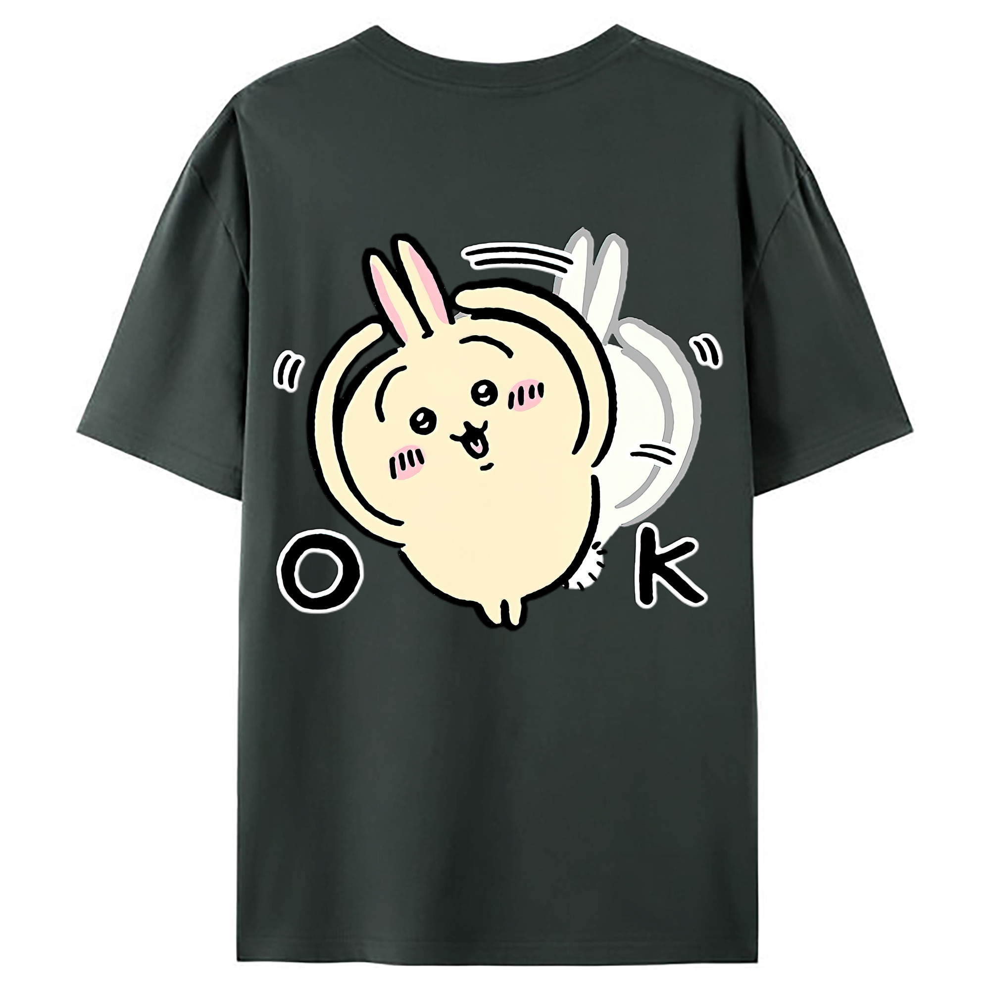 （画像用） ちいかわ うさぎ Chii-kawa usagi 綿100％ メンズ半袖Tシャツ（バックプリント） 通気性